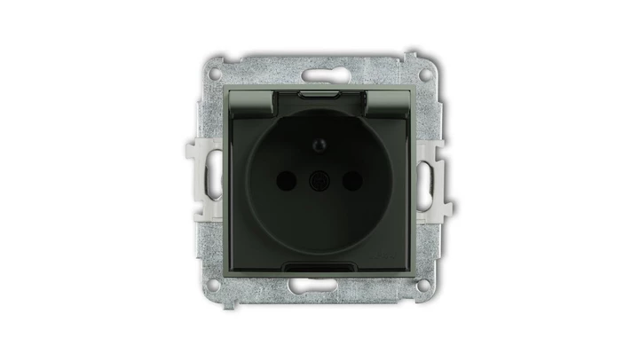 ICON Mechanizm gniazda bryzgoszczelnego z uziemieniem 2P+Z (klapka dymna, przesłony torów prądowych) szałwiowy 61IGPB-1zdp