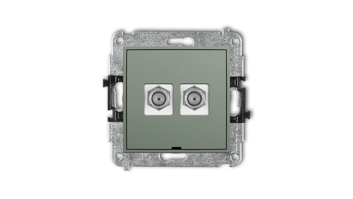 ICON Mechanizm gniazda antenowego podwójnego typu F (SAT) niklowany, bez pola opisowego szałwiowy 61IGFBO-2