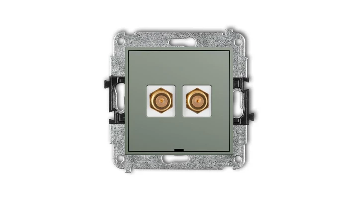 ICON Mechanizm gniazda antenowego podwójnego typu F (SAT) pozłacany, bez pola opisowego szałwiowy 61IGFBO-2.1