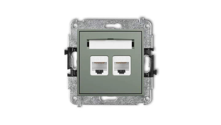 ICON Mechanizm gniazda komputerowego podwójnego 2xRJ45, kat. 6, 8-stykowy szałwiowy 61IGK-4