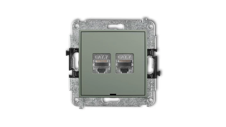 ICON Mechanizm gniazda komputerowego podwójnego 2xRJ45, kat. 7, ekranowany, 8-stykowy, bez pola opisowego szałwiowy 61IGKBO-10