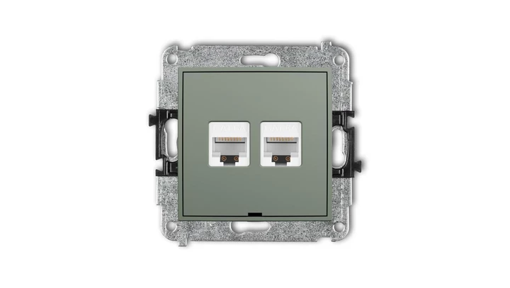 ICON Mechanizm gniazda komputerowego podwójnego 2xRJ45, kat. 6A, 8-stykowy, bez pola opisowego szałwiowy 61IGKBO-8