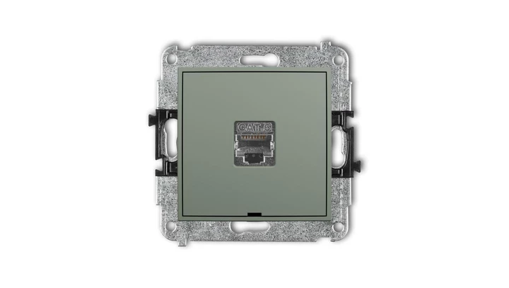 ICON Mechanizm gniazda komputerowego pojedynczego 1xRJ45, kat. 6, ekranowany, 8-stykowy, bez pola opisowego szałwiowy 61IGKBO-5