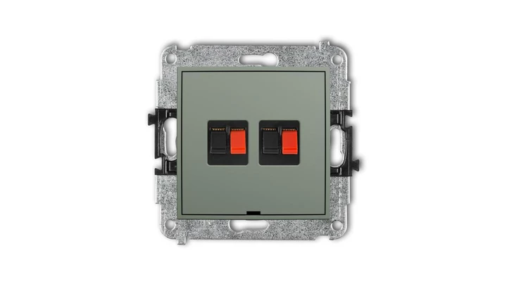 ICON Mechanizm gniazda głośnikowego podwójnego, bez pola opisowego szałwiowy 61IGGBO-2