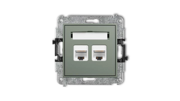 ICON Mechanizm gniazda komputerowego podwójnego 2xRJ45, kat. 6A, 8-stykowy szałwiowy 61IGK-8