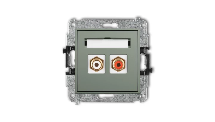 ICON Mechanizm gniazda podwójnego RCA (typu cinch - biały i czerwony, pozłacany) szałwiowy 61IGRCA-2