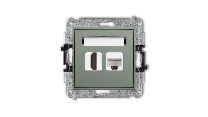 ICON Mechanizm gniazda pojedynczego HDMI 2.0, 4K + gniazda komp. poj. 1xRJ45, kat. 5e, 8-stykowy szałwiowy 61IGHK