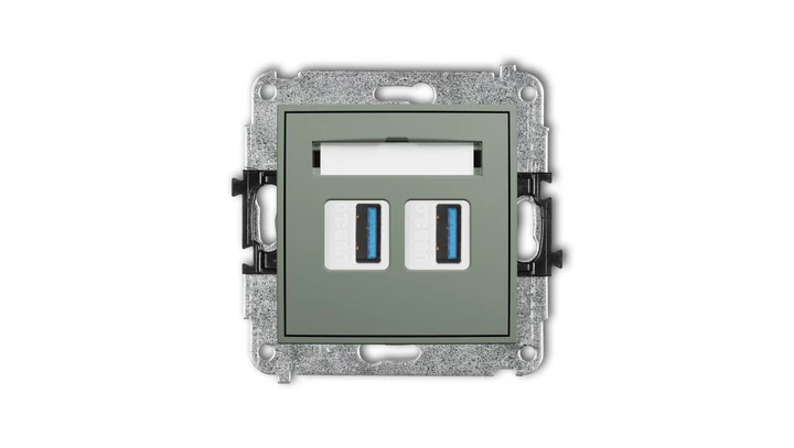 ICON Mechanizm gniazda podwójnego 2xUSB A-A 3.0 szałwiowy 61IGUSB-6