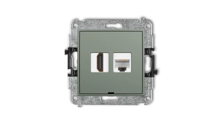 ICON Mechanizm gniazda pojedynczego HDMI 2.0, 4K + gniazda komp. poj. 1xRJ45, kat. 5e, 8-stykowy, bez opisu szałwiowy 61IGHKBO