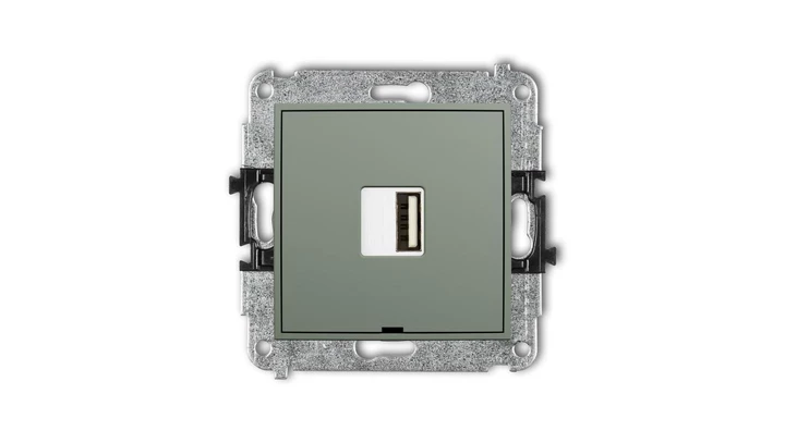 ICON Mechanizm ładowarki USB pojedynczej USB A, 10W max., 5V, 2A, bez pola opisowego szałwiowy 61ICUSBBO-3