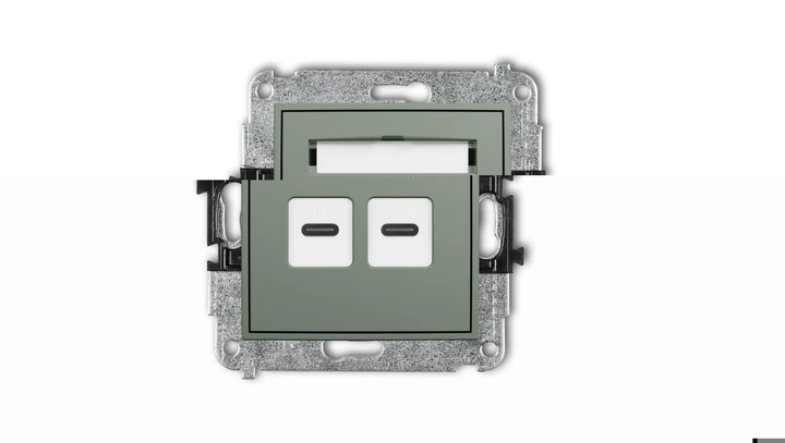 ICON Mechanizm gniazda podwójnego 2xUSB C-C szałwiowy 61IGUSB-8