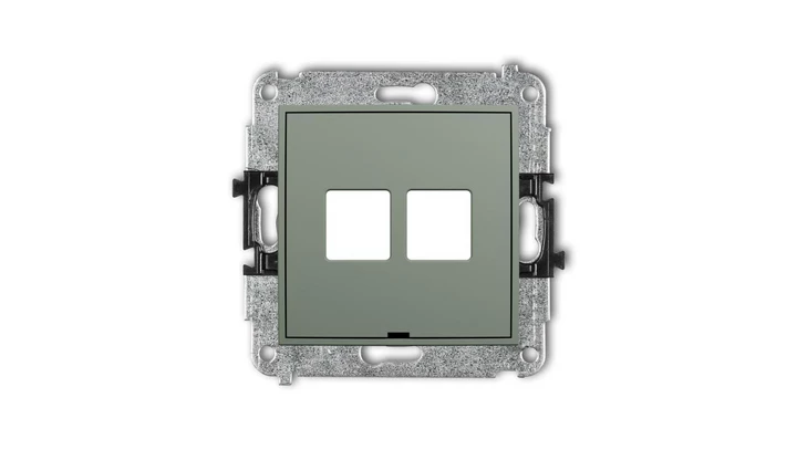 ICON Mechanizm gniazda multimedialnego podwójnego bez modułu, bez pola opisowego (standard Keystone) szałwiowy 61IGMBO-2P
