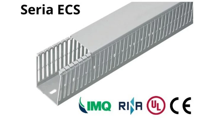 Korytko grzebieniowe samogasnące 80x40 szare z pokrywą PV UV /2m/ ECS8040 (opak. 40m)