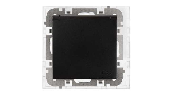 SANTRA gniazdo 2P+Z bez ramki podtynkowe hermetyczne IP44 czarny 4168-19