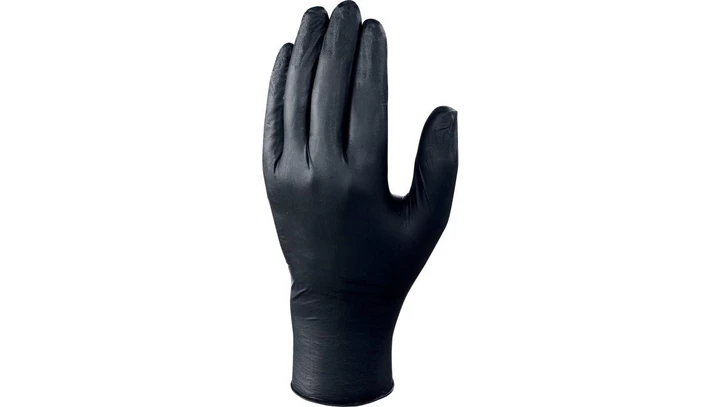 RĘKAWICE JEDNORAZOWE Z NITRYLU, NIEPUDROWANE, OPAKOWANIE 100, CZARNE, ROZMIAR 6/7, V1460B10006