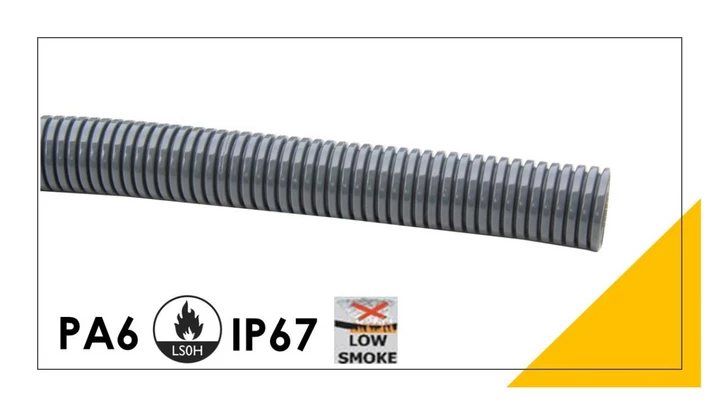 Peszel poliamidowy PA6-S bezhalogenowy 16,6mm/21,2mm DN 17 szary 801.217.0 /50m/