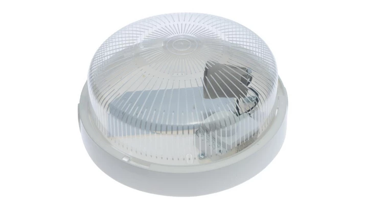 Oprawa oświetleniowa RITA z czujnikiem ruchu, E27, 18W, IP44, IK10, biała, klosz poliwęglan przeźroczysty D.3170R