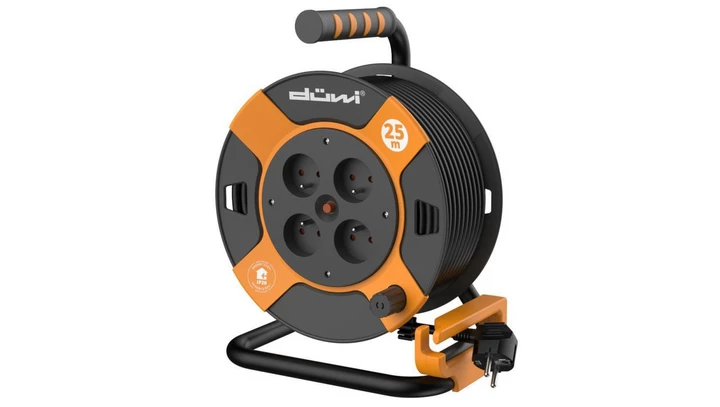 Przedłużacz bębnowy 4-gniazdowy H05VV-F 3G1.0, 25m pomarańczowo-czarny / 24625