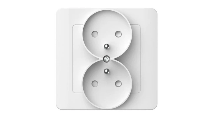 Gniazdo podtynkowe z uziemieniem podwójne, Silva, białe / 46137