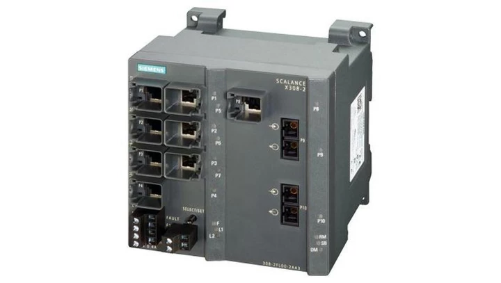 Switch zarządzalny SCALANCE X308-2, 2x 1000 Mbit/s MM SC, 1x 10/100/1000 Mbit/s i 7x 10/100 Mbit/s RJ45, 6GK5308-2FL10-2AA3