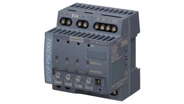 Moduł selektywności SITOP PSE200U 3 A, 4-kanałowy, wejście: 24 V DC/12 A, wyjście: 24 V/4x 3 A 6EP1961-2BA61