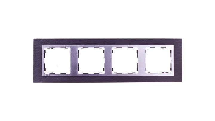 Simon 82 Ramka poczwórna pozioma kamień łupek/ ramka pośrednia aluminium mat 82947-63