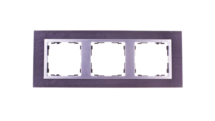 Simon 82 Ramka potrójna pozioma kamień łupek/ ramka pośrednia aluminium mat 82937-63