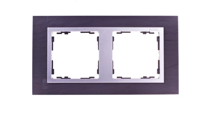 Simon 82 Ramka podwójna pozioma łupek/ ramka pośrednia aluminium mat 82927-63