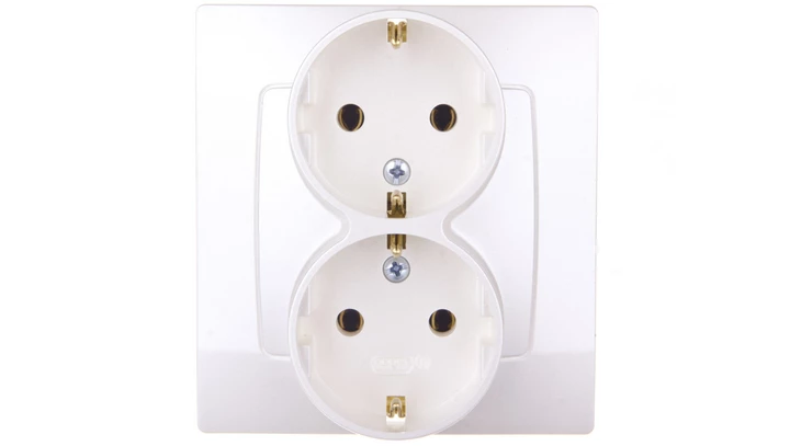 KARO Gniazdo podwůjne z/u Schuko ecru per?owy GP-2SS/42