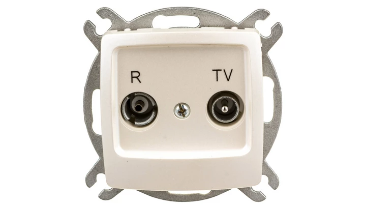 KARO Gniazdo antenowe RTV przelotowe 16dB ecru perłowy GPA-16SP/m/42