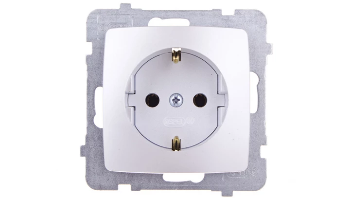 KARO Gniazdo pojedyncze z/u Schuko srebrny perłowy GP-1SS/m/43
