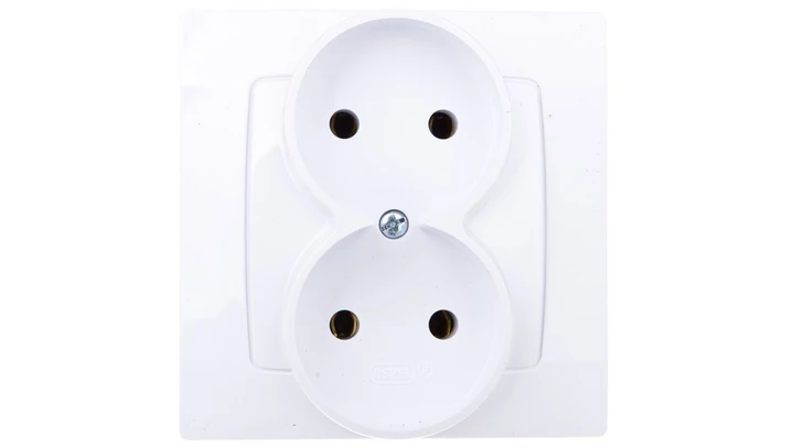 KARO Gniazdo podwójne b/u białe GP-2S/00