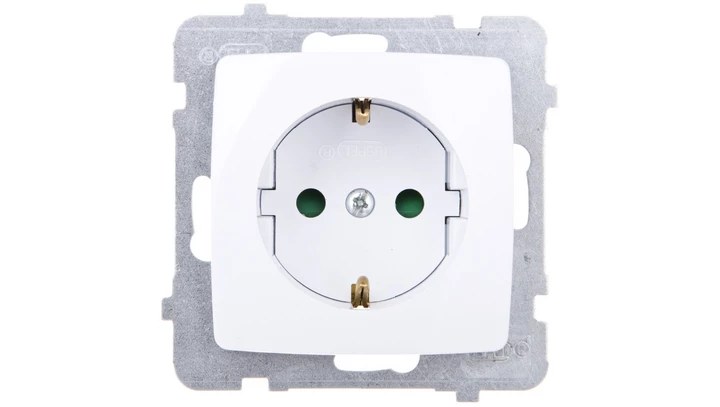 KARO Gniazdo pojedyncze z/u Schuko z przesłonami białe GP-1SSP/m/00