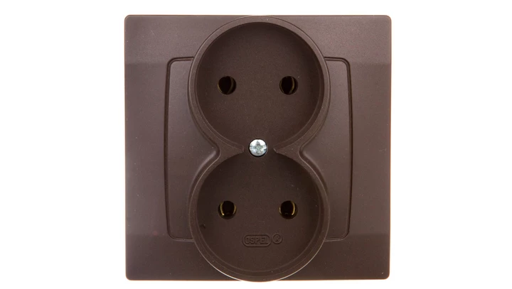 KARO Gniazdo podwójne b/u czekoladowy metalik GP-2S/40