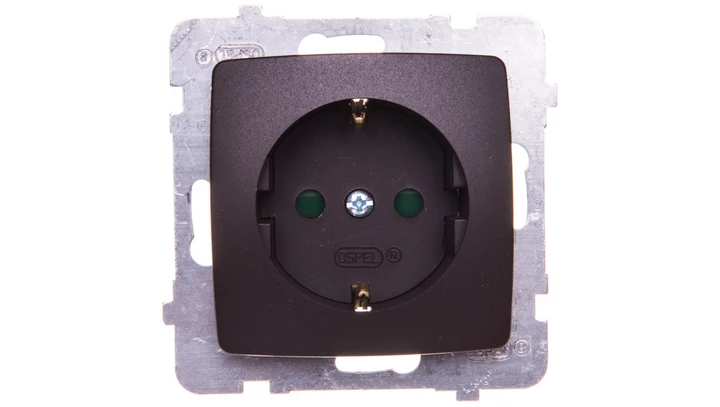 KARO Gniazdo pojedyncze z/u Schuko z przesłonami czekoladowy metalik GP-1SSP/m/40