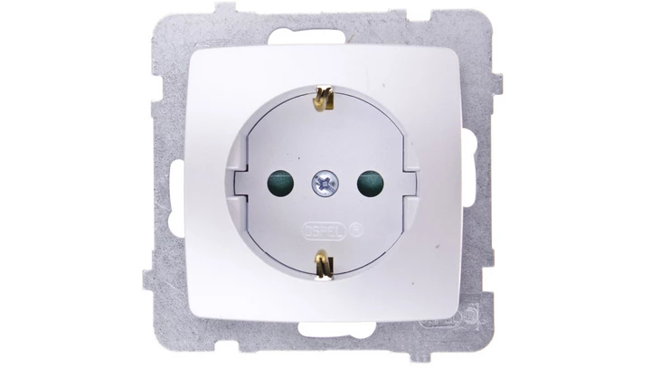 KARO Gniazdo pojedyncze z/u Schuko z przesłonami srebrny perłowy GP-1SSP/m/43