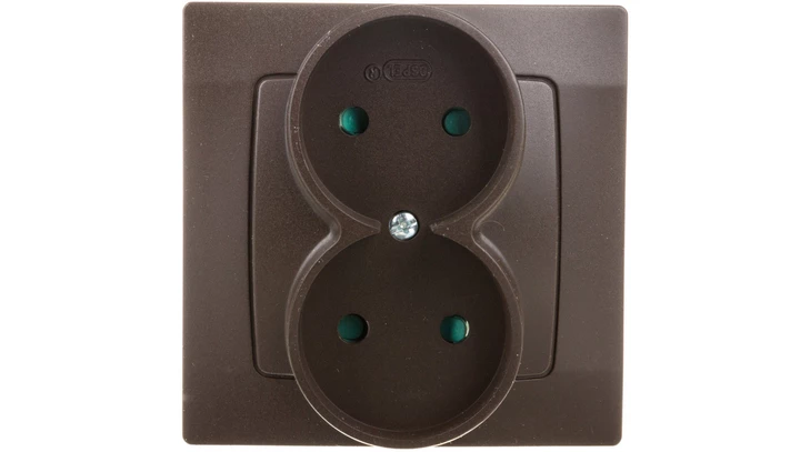 KARO Gniazdo podwójne b/u z przesłonami czekoladowy metalik GP-2SP/40