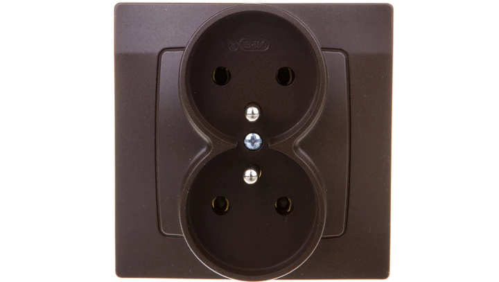 KARO Gniazdo podwójne z/u czekoladowy metalik GP-2SZ/40