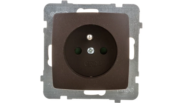 KARO Gniazdo pojedyncze z/u z przesłonami czekoladowy metalik GP-1SZP/m/40