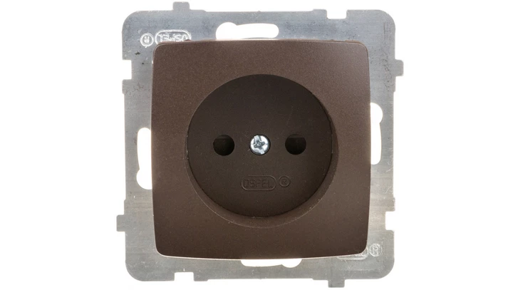 KARO Gniazdo pojedyncze b/u z przesłonami czekoladowy metalik GP-1SP/m/40