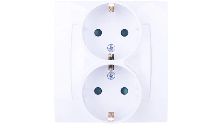 KARO Gniazdo podwójne z/u Schuko z przesłonami białe GP-2SSP/00