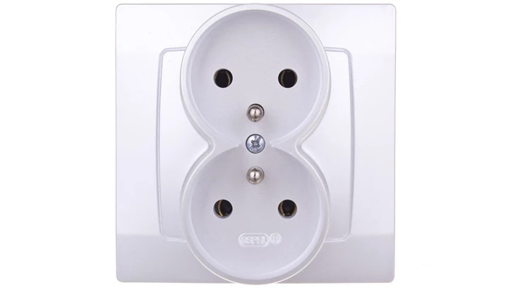 KARO Gniazdo podwójne z/u srebrny perłowy GP-2SZ/43