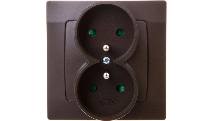 KARO Gniazdo podwójne z/u z przesłonami czekoladowy metalik GP-2SZP/40