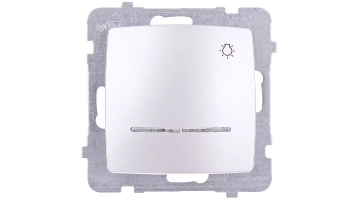 KARO Przycisk /światło/ z podświetleniem srebrny perłowy ŁP-5SS/m/43