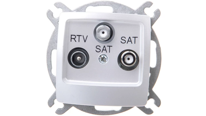 KARO Gniazdo antenowe RTV-SAT-SAT srebrny perłowy GPA-S2S/m/43
