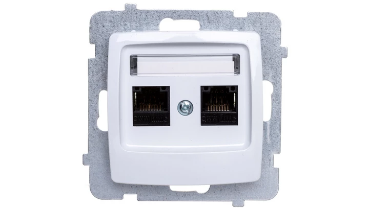 KARO Gniazdo komputerowe podwójne RJ45 kat.5e MMC białe GPK-2S/K/m/00