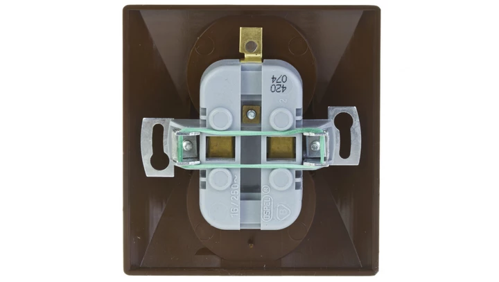 AKCENT Gniazdo podwójne z/u z niezamiennością faz brązowe GP-2AC/24