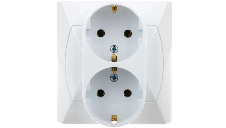 AKCENT Gniazdo podwójne z/u Schuko białe GP-2AS/00