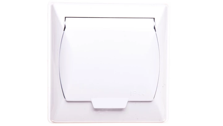 AKCENT Gniazdo bryzgoszczelne z/u IP44 klapka biała GPH-1AZ/00/w