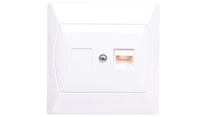 AKCENT Gniazdo komputerowe pojedyncze RJ45 kat.5e FOREX białe GPK-1A/F/00